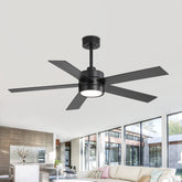 52-Inch 5-Blade LED Ceiling Fan with Light Remote,5" and 10" Downrod Included